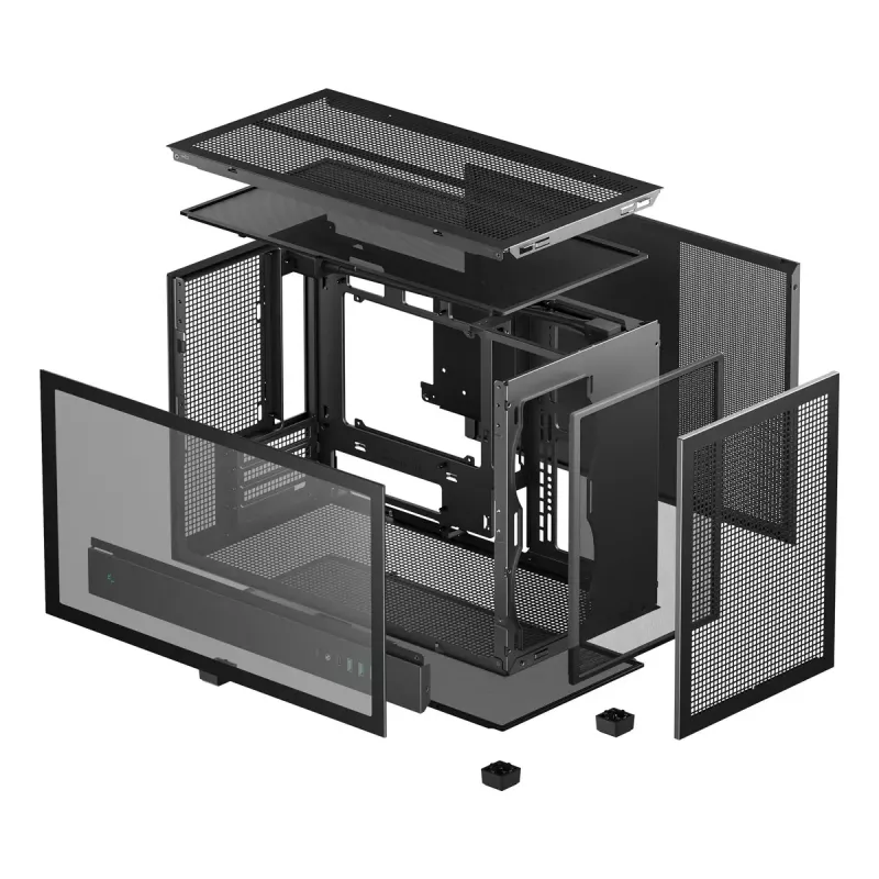 Korpuss DeepCool CH260 Micro Tower Melns — Micro-ATX/Mini-ITX, rūdīts stikls, USB-C, max GPU 413 mm