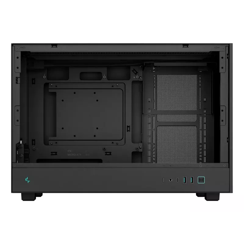 Korpuss DeepCool CH260 Micro Tower Melns — Micro-ATX/Mini-ITX, rūdīts stikls, USB-C, max GPU 413 mm