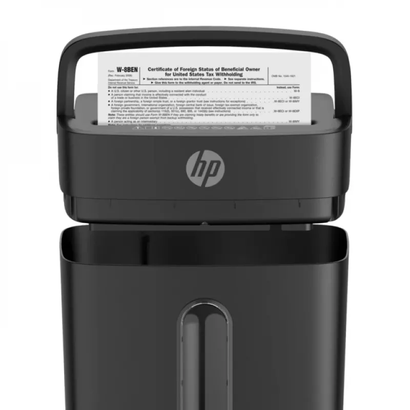 HP OneShred 6CC papīra smalcinātājs, daļiņu griešana, 68 dB, melns