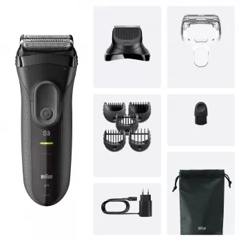 Braun 3000BT Bezvadu Matu Trimmeris 5 7 mm Slapjai un Sausai Lietošanai Melns Pelēks
