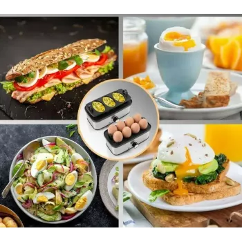 Elektriskais olu vārītājs ProfiCook 501275 — nerūsējošais tērauds, 7 olām, omletes/pocēšanas ieliktnis