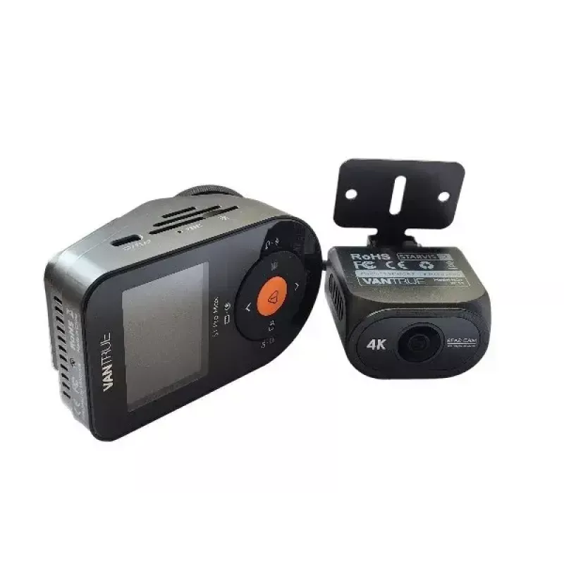 Auto videoreģistrators VANTRUE S1PRO MAX — kompakts 2-kanālu 4K ieraksts, F/1.8, 155°, Wi‑Fi, GPS, 2 inch displejs, parkošanās režīms, microSD līdz 1 TB