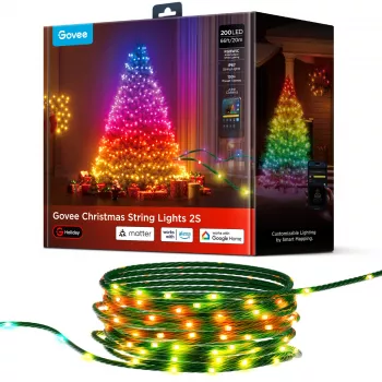 Gudrā virteņa Govee 2S 20 m, Wi‑Fi/Bluetooth, zaļa