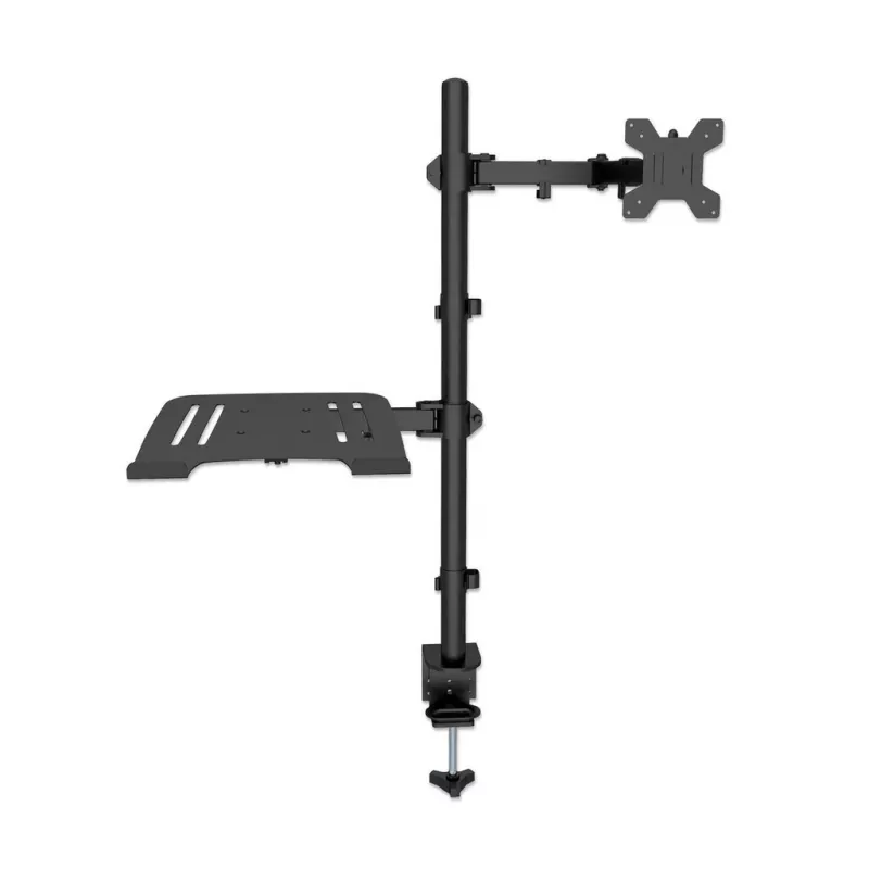 Manhattan Desk Mount monitora un klēpjdatora kombinētais stiprinājums (Full Motion), 10-27 inch monitors, līdz 17 inch klēpjdators, skavas montāža, VESA 75x75 un 100x100mm, max 8kg