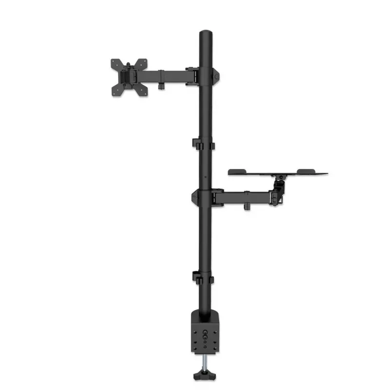 Manhattan Desk Mount monitora un klēpjdatora kombinētais stiprinājums (Full Motion), 10-27 inch monitors, līdz 17 inch klēpjdators, skavas montāža, VESA 75x75 un 100x100mm, max 8kg