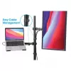 Manhattan Desk Mount monitora un klēpjdatora kombinētais stiprinājums (Full Motion), 10-27 inch monitors, līdz 17 inch klēpjdators, skavas montāža, VESA 75x75 un 100x100mm, max 8kg