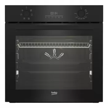 Iebūvējamā elektriskā cepeškrāsns BEKO BBIE123001BD — 72 L, 2400 W, LED displejs, ievelkami rokturi, tvaika pašattīrīšanās, melna