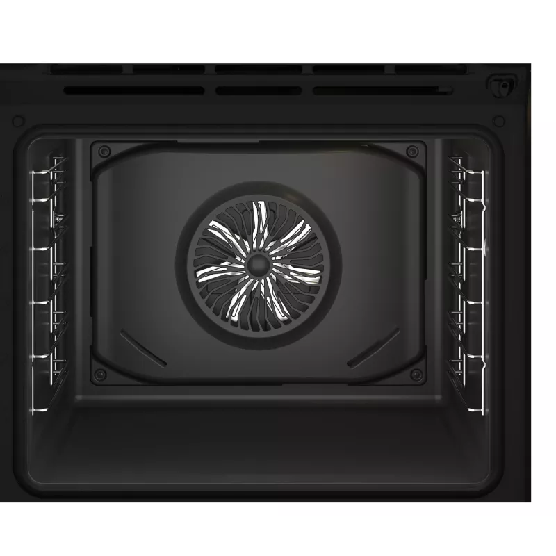 Iebūvējamā elektriskā cepeškrāsns BEKO BBIE123001BD — 72 L, 2400 W, LED displejs, ievelkami rokturi, tvaika pašattīrīšanās, melna
