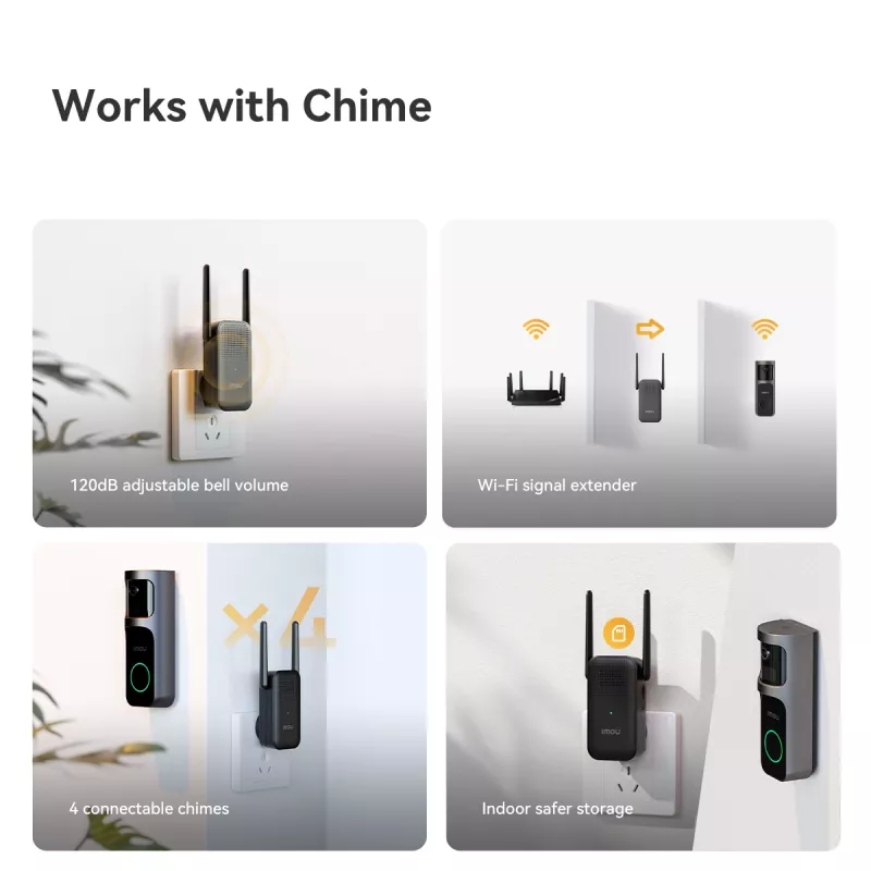 Imou Doorbell 2S Kit Melns 3 MP Bezvadu Sienas stiprinājums