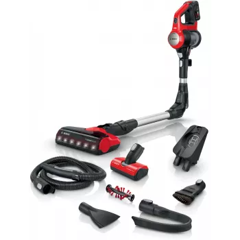 Bosch BCS711PET bezvadu stick putekļsūcējs, 18V, 3Ah, bezmaiss, 0.3L, melns/sarkans
