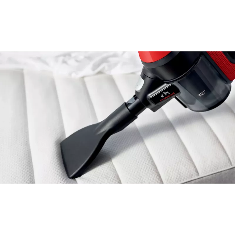 Bosch BCS711PET bezvadu stick putekļsūcējs, 18V, 3Ah, bezmaiss, 0.3L, melns/sarkans