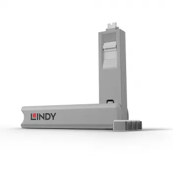 Lindy USB Type-C pieslēgvietas bloķētājs ar atslēgu – 4 gabalu komplekts, balts