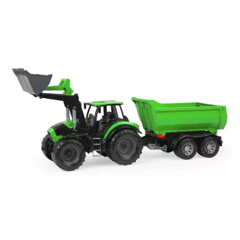 Mehāniskā rotaļlieta traktors Lena Deutz-Fahr Worxx ar 74 cm garumu un noņemamu piekabi