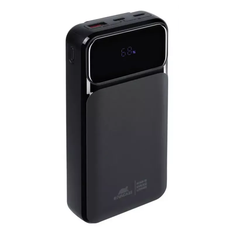 Portatīvais akumulators Rivacase VA2221 — 20000 mAh LiPo, PD 3.0 un QC 3.0, 3 porti (1×A, 2×C), 22,5 W izeja