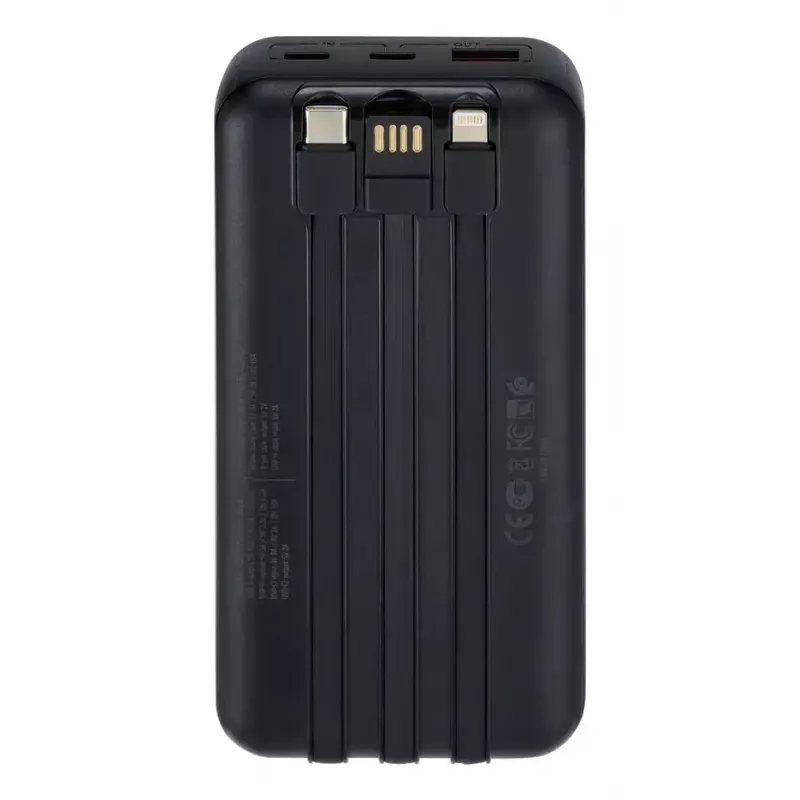 Portatīvais akumulators Rivacase VA2221 — 20000 mAh LiPo, PD 3.0 un QC 3.0, 3 porti (1×A, 2×C), 22,5 W izeja
