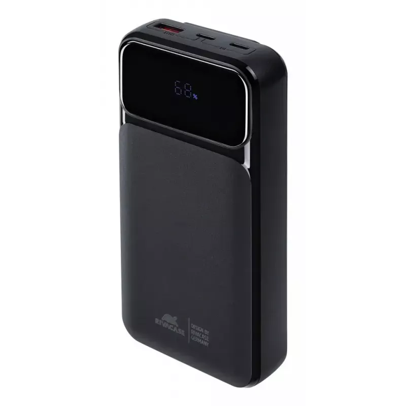 Portatīvais akumulators Rivacase VA2221 — 20000 mAh LiPo, PD 3.0 un QC 3.0, 3 porti (1×A, 2×C), 22,5 W izeja