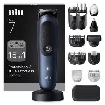 Elektriskais skuveklis BRAUN All-in-One AIO7580 — bezvadu, slapjai un sausai lietošanai, 120 min darbība, 21 garuma pakāpieni, pilna ķermeņa