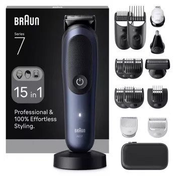 Elektriskais skuveklis BRAUN All-in-One AIO7580 — bezvadu, slapjai un sausai lietošanai, 120 min darbība, 21 garuma pakāpieni, pilna ķermeņa