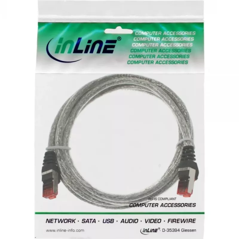 Ethernet patch kabelis InLine Cat.6 S/FTP PiMF 250MHz RJ-45–RJ-45 PVC caurspīdīgs 5 m
