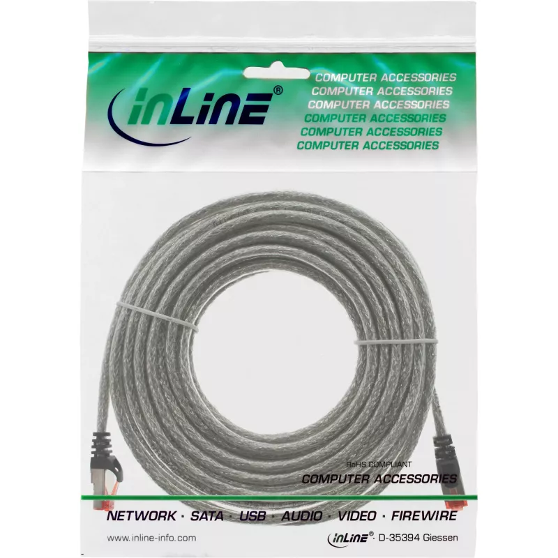 InLine S/FTP PiMF Cat.6 250MHz vara PVC caurspīdīgs 20 m