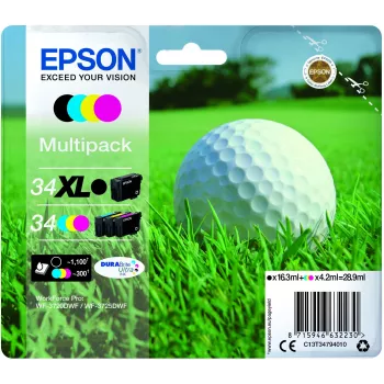 Epson Golf ball C13T34794010 oriģinālā tintes kasetne 1 gab. Augstas (XL) ietilpības melna, ciāna, fuksīna, dzeltena