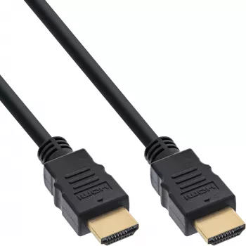 InLine HDMI kabelis, HDMI High Speed ar Ethernet, vīriešu / vīriešu, melns, 1m