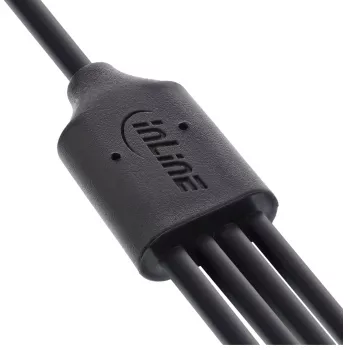 InLine USB 4in1 Y-lādēšanas kabelis, 1x USB-A vīrietis uz 4x USB-C vīrietis, melns 0.5m