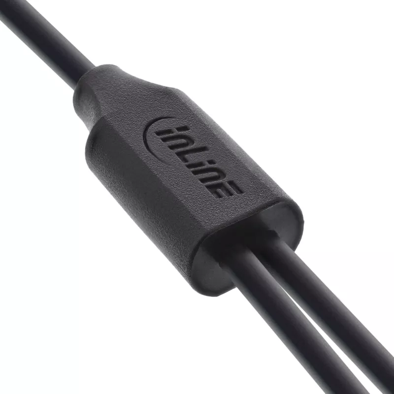 InLine USB 2in1 Y-lādēšanas kabelis, 1x USB-A vīriešu uz 2x USB-C vīriešu, melns 1m