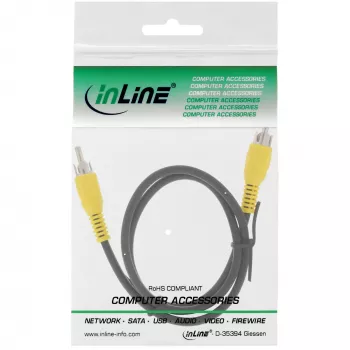 InLine Video kabelis, 1x RCA M/M, dzelteni spraudņi, 2m, RCA, RCA, 2 m, Melns