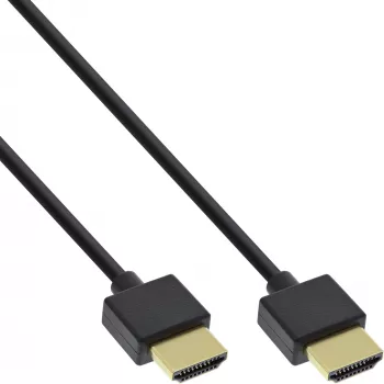 InLine High Speed HDMI kabelis ar Ethernet, AM/AM, super plāns, melns/zelta, 0,5m