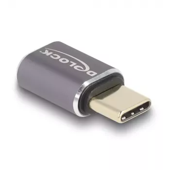 DeLOCK USB-C adapteris 40 Gbps USB Type-C PD 3.0 100 W vīrietis-sieviete porta saudzētājs 8K 60 Hz metāls
