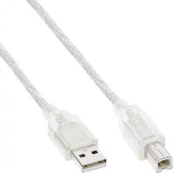USB 2.0 kabelis A tipa vīriešu / B tipa vīriešu InLine 34555T 5 m caurspīdīgs