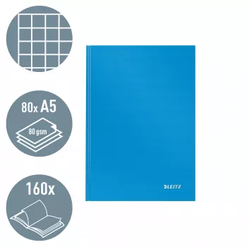 Leitz piezīmju bloks Solid cietie vāki A5 rūtiņās 90 g/m² 80 lapas, zils