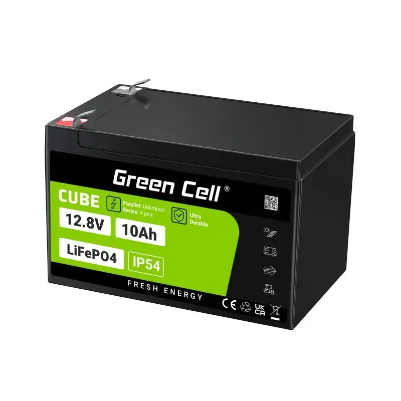 Rūpnieciskā akumulatora baterija Green Cell LFPGC12V10AH 12.8V 10Ah LiFePO4, 155x100x100 mm, 2 kg