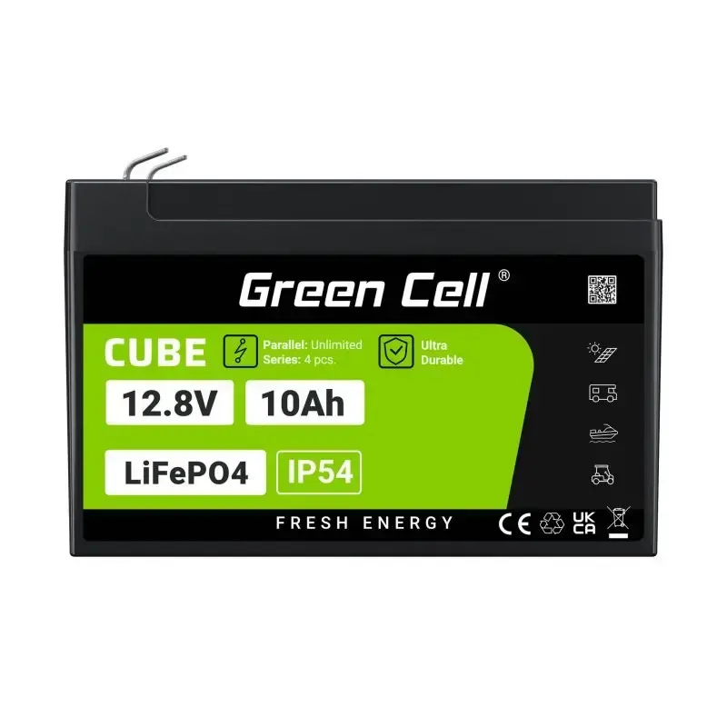 Rūpnieciskā akumulatora baterija Green Cell LFPGC12V10AH 12.8V 10Ah LiFePO4, 155x100x100 mm, 2 kg