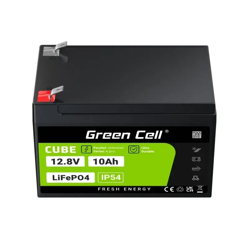 Rūpnieciskā akumulatora baterija Green Cell LFPGC12V10AH 12.8V 10Ah LiFePO4, 155x100x100 mm, 2 kg