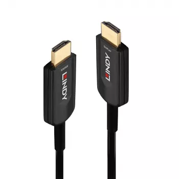 Lindy 10 m Fibre Optic Hybrid Ultra High Speed HDMI kabelis, HDMI 2.1, 48 Gbit/s, melns