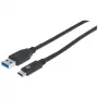 Manhattan USB-C uz USB-A kabelis, 1m, vīrietis-vīrietis, 10 Gbps (USB 3.2 Gen2), 3A, melns, mūža garantija