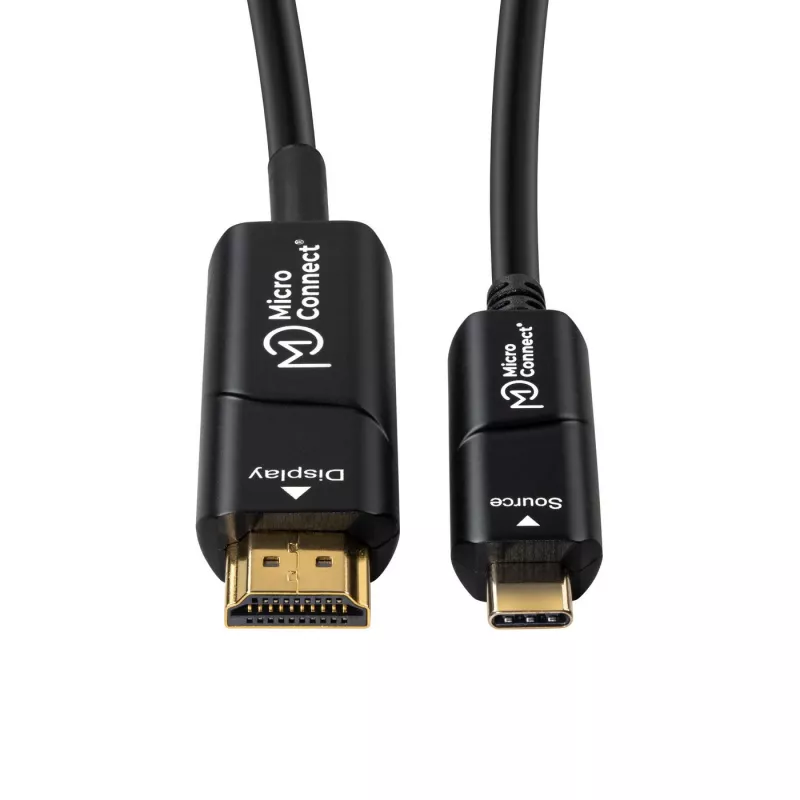Microconnect USB3.1CHDMI10OP aktīvais optiskais video kabelis 10 m USB Type-C – HDMI melns