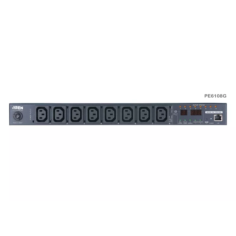 ATEN PE6108G 1U 10A 8 kontaktligdu pārvaldīta PDU ar bezmaksas Eco PDU Manager programmatūru