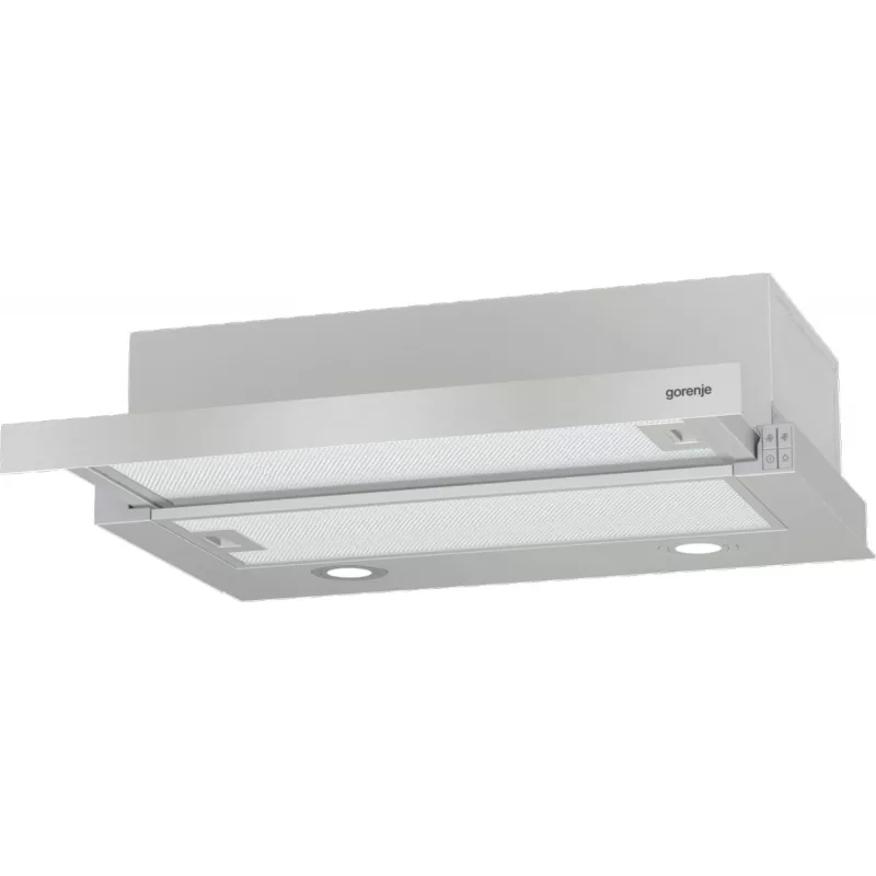 Gorenje TH62E4X daļēji iebūvējams (izvelkams) tvaika nosūcējs, nerūsējošais tērauds, 450 m³/h