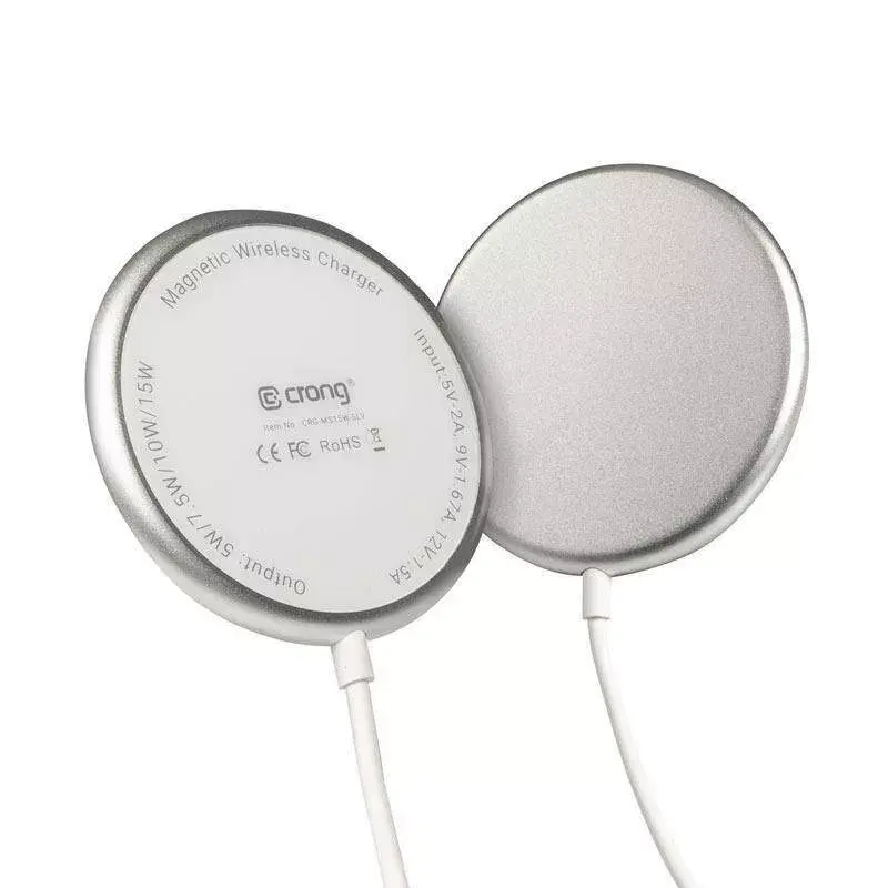 Bezvadu lādētājs Crong MagSpot CRG-MS15W-SLV Ātra uzlāde Iekštelpām DC