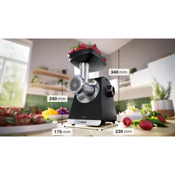 Bosch Serie 6 gaļas maļamā mašīna 2100 W Melna, Sudraba