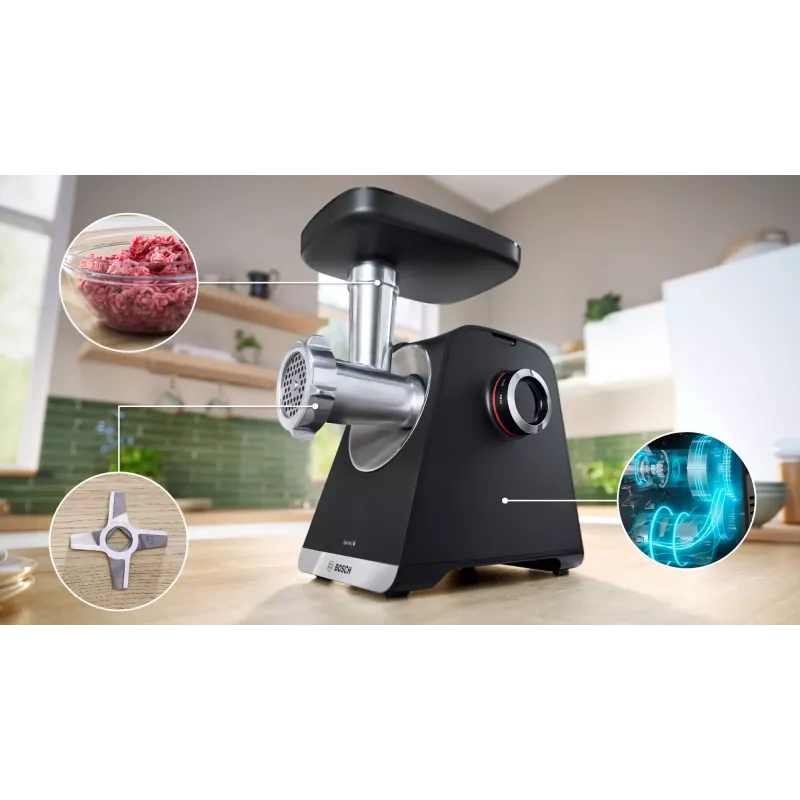 Bosch Serie 6 gaļas maļamā mašīna 2100 W Melna, Sudraba