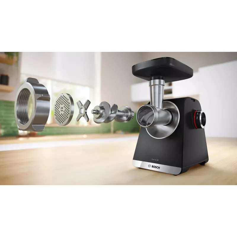 Bosch Serie 6 gaļas maļamā mašīna 2100 W Melna, Sudraba