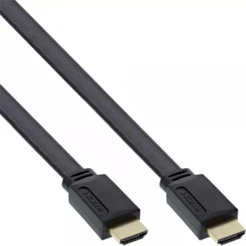 InLine HDMI plakanais kabelis High Speed ar Ethernet, zeltīti kontakti, melns, 5m