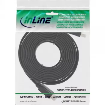 InLine HDMI plakanais kabelis High Speed ar Ethernet, zeltīti kontakti, melns, 5m