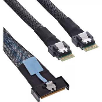 InLine 27663A SAS kabelis, MCIO x8 līdz 2x 4i SFF-8654, 0.5 m, 32 Gbit/s