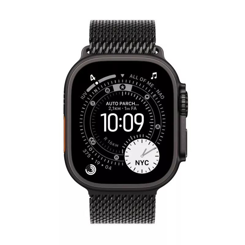 Viedpulkstenis Apple Watch Ultra 3 GPS + Cellular 49mm Melns Titāna Korpuss ar Melnu Titāna Milānas Cilpu - Liels