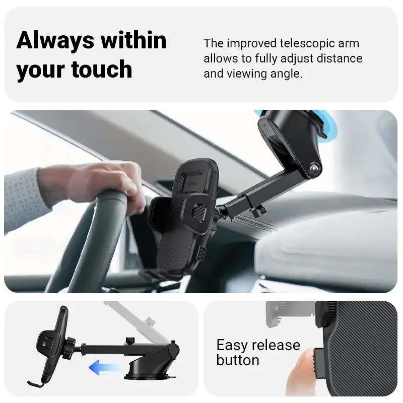 Crong Carclip auto turētājs panelim un vējstiklam, pasīvs, viedtālruņiem, melns (carbon)
